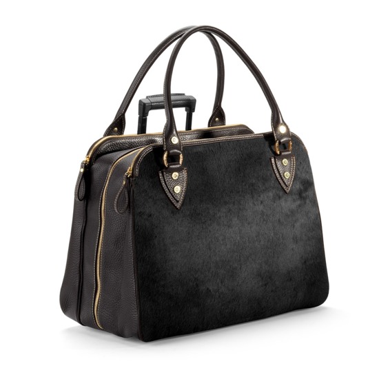 Buffalo Cabin Bag in Black Calfskin with Black Haircalf from Aspinal of London