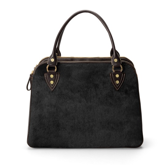 Buffalo Cabin Bag in Black Calfskin with Black Haircalf from Aspinal of London