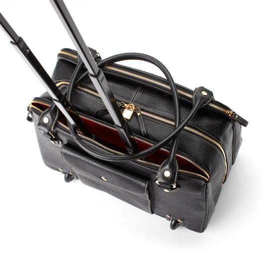 Buffalo Cabin Bag in Black Calfskin with Black Haircalf from Aspinal of London