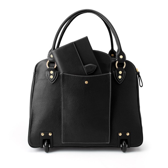 Buffalo Cabin Bag in Black Calfskin with Black Haircalf from Aspinal of London