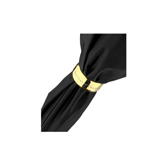 Ladies Umbrella in Black with Fuchsia Flower from Aspinal of London
