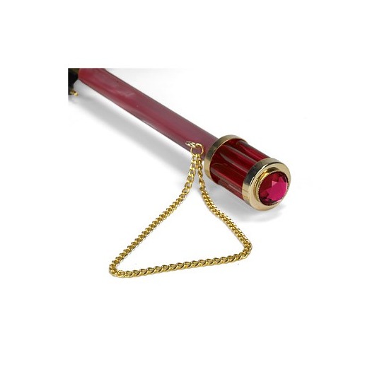 Ladies Umbrella in Black with Fuchsia Flower from Aspinal of London