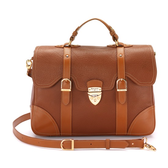 Mollie Satchel Handbag in Tan Pebble  Smooth London Tan from Aspinal ...