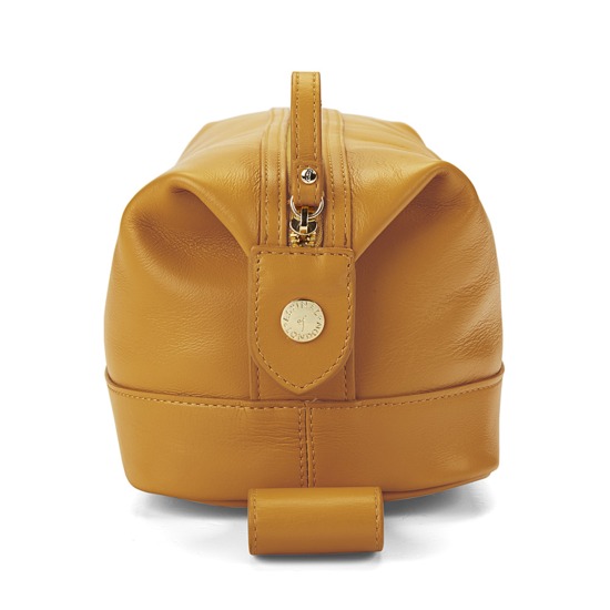 Men's Leather Wash Bag in Smooth Mustard from Aspinal of London