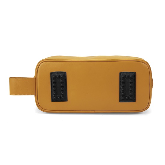 Men's Leather Wash Bag in Smooth Mustard from Aspinal of London