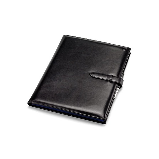 A4 Padfolio in Smooth Black & Cobalt Suede from Aspinal of London