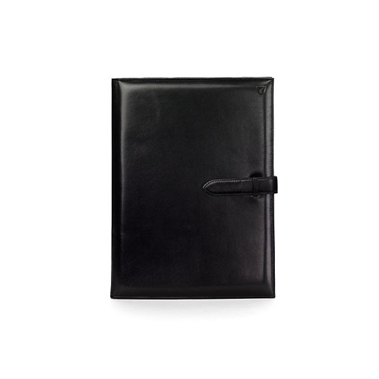 A4 Padfolio in Smooth Black & Cobalt Suede from Aspinal of London