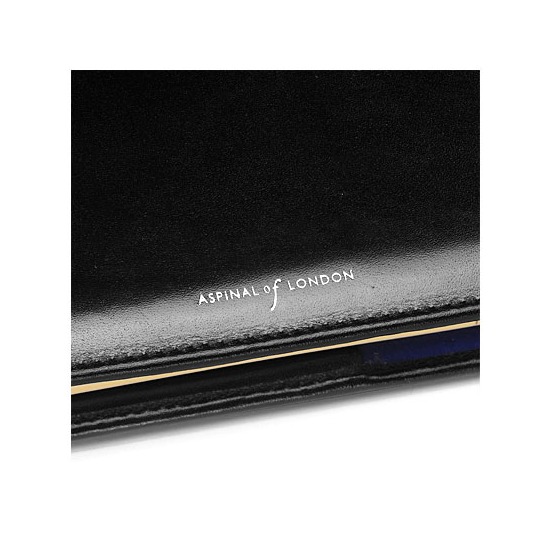 A4 Padfolio in Smooth Black & Cobalt Suede from Aspinal of London