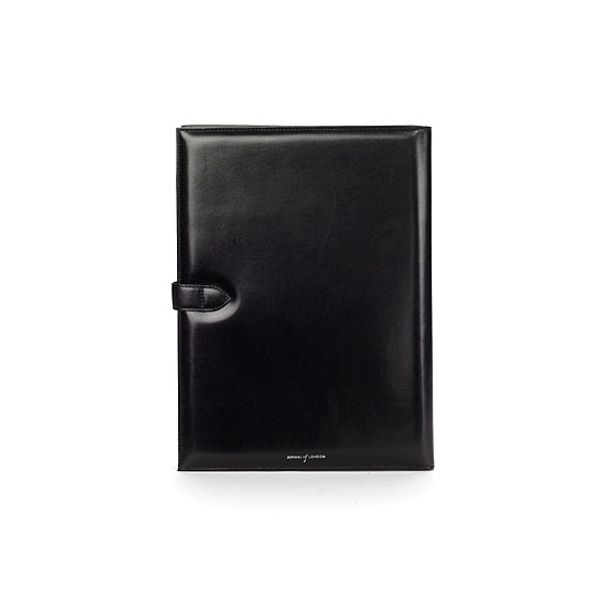 A4 Padfolio in Smooth Black & Cobalt Suede from Aspinal of London