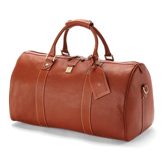 Boston Bag in Tan Pebble Calf from Aspinal of London