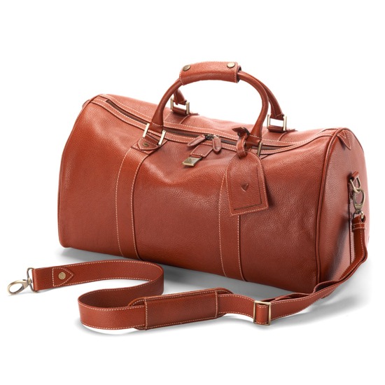 Boston Bag in Tan Pebble Calf from Aspinal of London