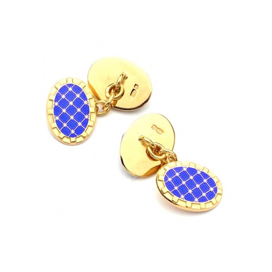 22ct Gold Plated & Enamel Constellation Cufflinks in Blue from Aspinal of London