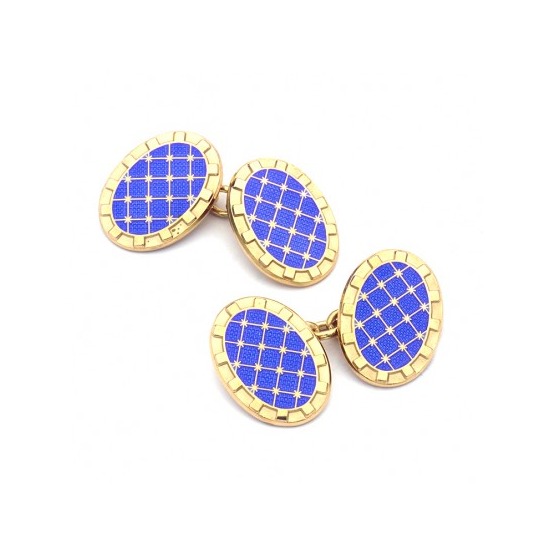 22ct Gold Plated & Enamel Constellation Cufflinks in Blue from Aspinal of London