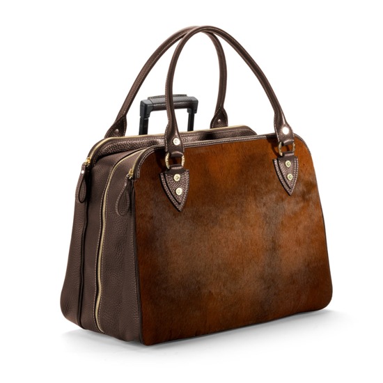 Buffalo Cabin Bag in Brown Calfskin with Brown Haircalf from Aspinal of London