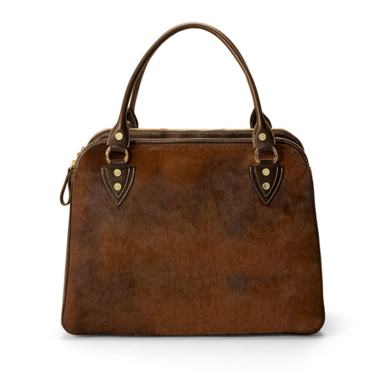 Buffalo Cabin Bag in Brown Calfskin with Brown Haircalf from Aspinal of London