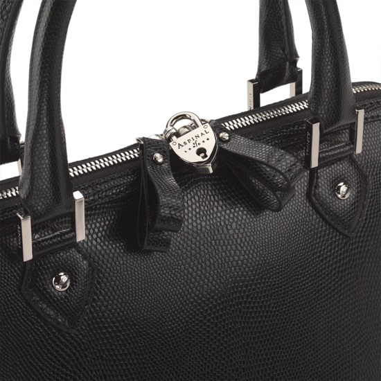 Hepburn Bag in Black Lizard from Aspinal of London