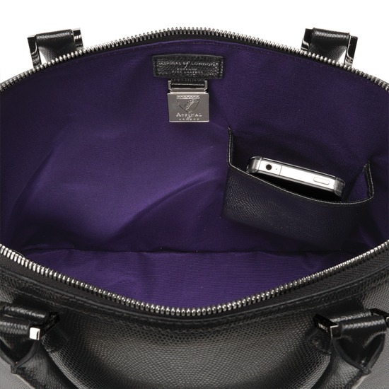 Hepburn Bag in Black Lizard from Aspinal of London