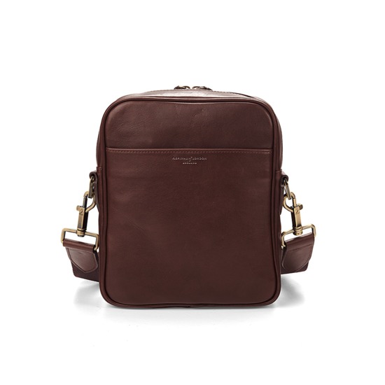 Small Harrison Messenger Bag in Smooth Chocolate from Aspinal of London