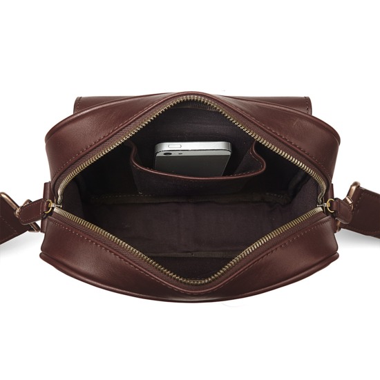 Small Harrison Messenger Bag in Smooth Chocolate from Aspinal of London