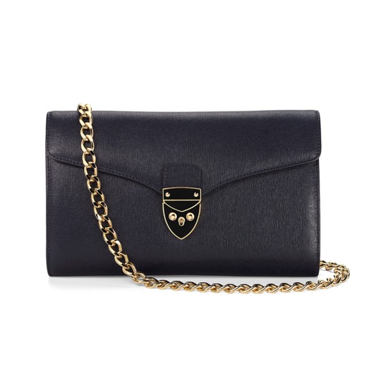 Manhattan Clutch in Navy Saffiano from Aspinal of London