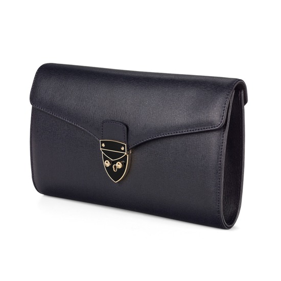 Manhattan Clutch in Navy Saffiano from Aspinal of London