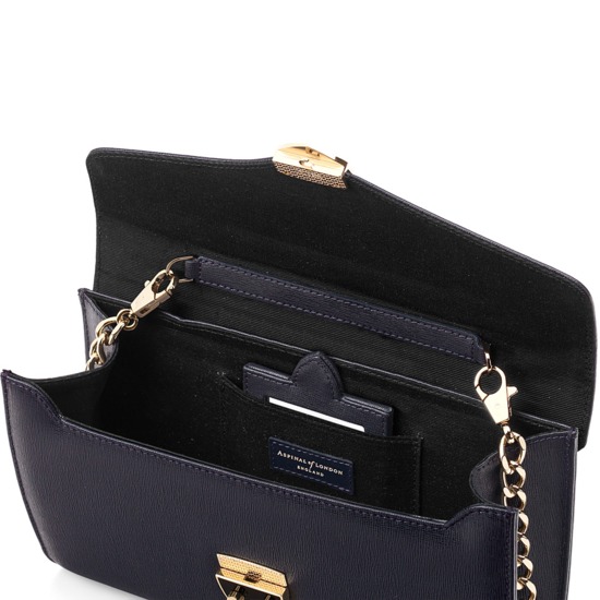 Manhattan Clutch in Navy Saffiano from Aspinal of London