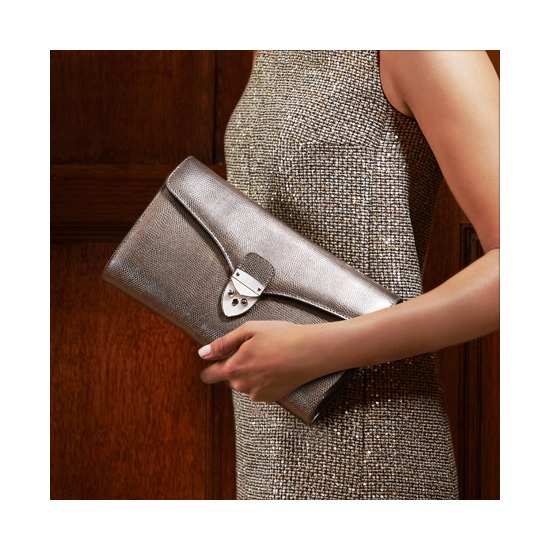 Manhattan Clutch in Navy Saffiano from Aspinal of London