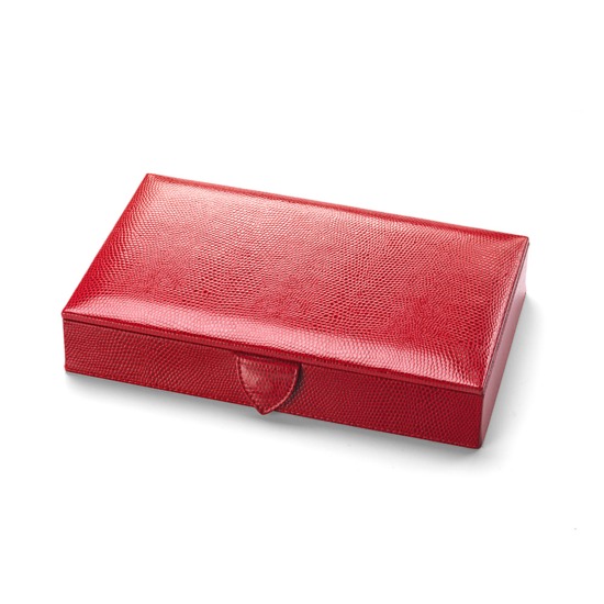 Paris Jewellery Box in Berry Lizard & Cream Suede from Aspinal of London