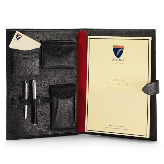A4 Conference Portfolio in Black Jewel & Red Suede from Aspinal of London