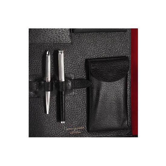 A4 Conference Portfolio in Black Jewel & Red Suede from Aspinal of London