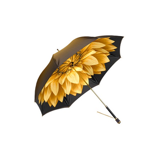 Ladies Umbrella in Gold with Gold Flower from Aspinal of London