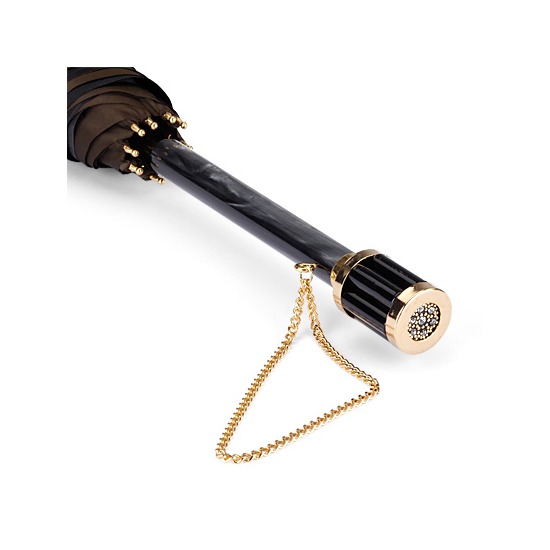 Ladies Umbrella in Gold with Gold Flower from Aspinal of London