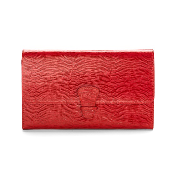 Classic Travel Collection in Berry Lizard & Cream Suede from Aspinal of London