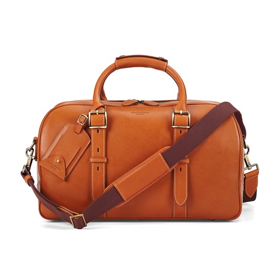 Small Harrison Weekender Travel Bag in Smooth Tan from Aspinal of London