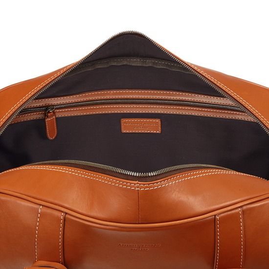Small Harrison Weekender Travel Bag in Smooth Tan from Aspinal of London
