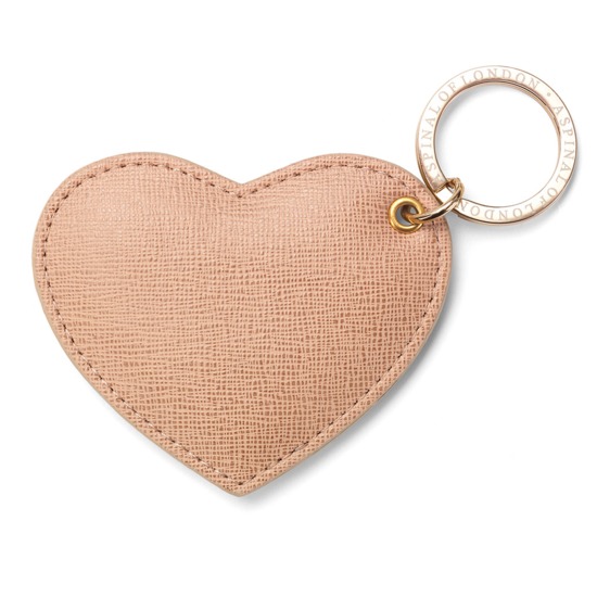 Heart Key Ring in Deer Saffiano from Aspinal of London