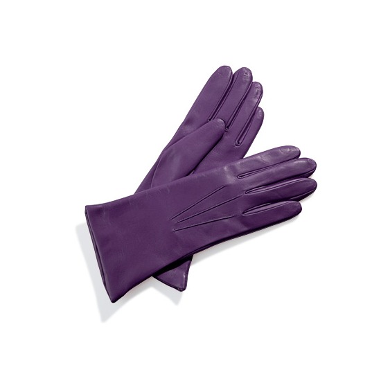 Ladies Cashmere Lined Leather Gloves in Purple from Aspinal of London