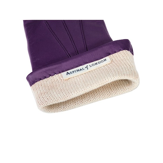Ladies Cashmere Lined Leather Gloves in Purple from Aspinal of London