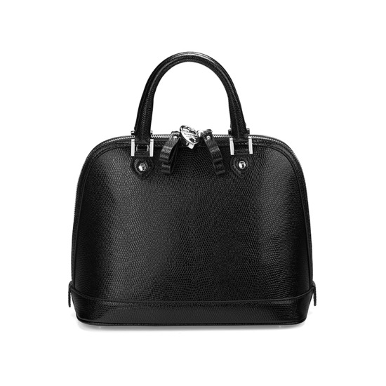 Mini Hepburn Bag in Jet Black Lizard from Aspinal of London