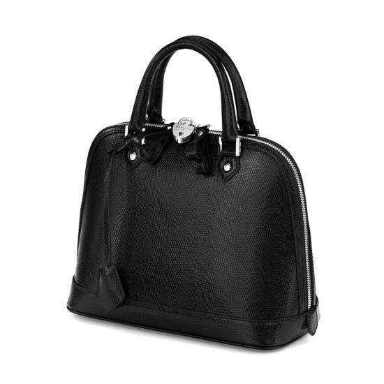 Mini Hepburn Bag in Jet Black Lizard from Aspinal of London