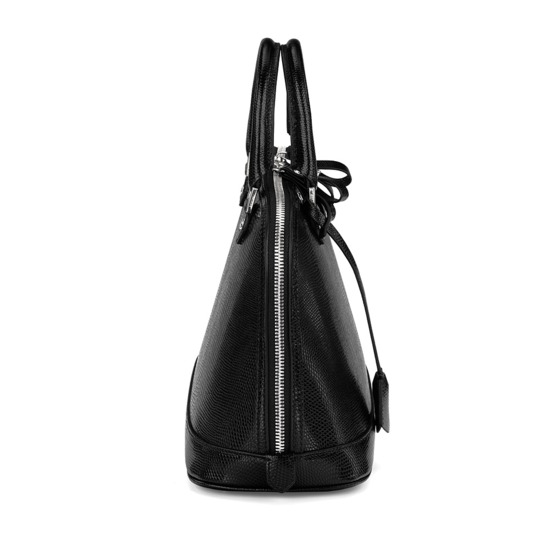 Mini Hepburn Bag in Jet Black Lizard from Aspinal of London
