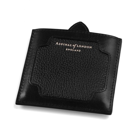 Marylebone Compact Mirror in Black Pebble from Aspinal of London