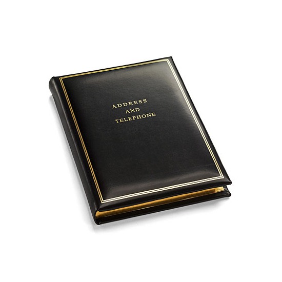 Classic Medium Address Book in Smooth Black from Aspinal of London