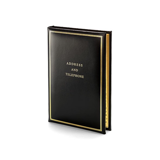 Classic Medium Address Book in Smooth Black from Aspinal of London
