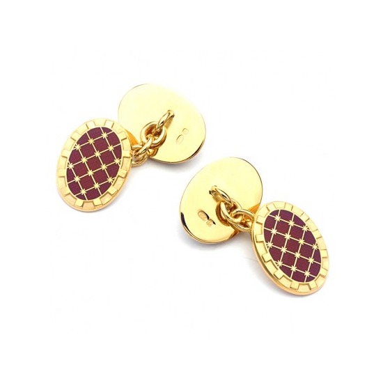 22ct Gold Plated & Enamel Constellation Cufflinks in Red from Aspinal of London