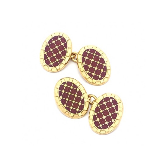 22ct Gold Plated & Enamel Constellation Cufflinks in Red from Aspinal of London