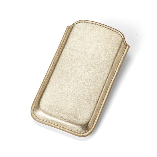 Leather iPhone 5 Case in Metallic Gold Nappa from Aspinal of London