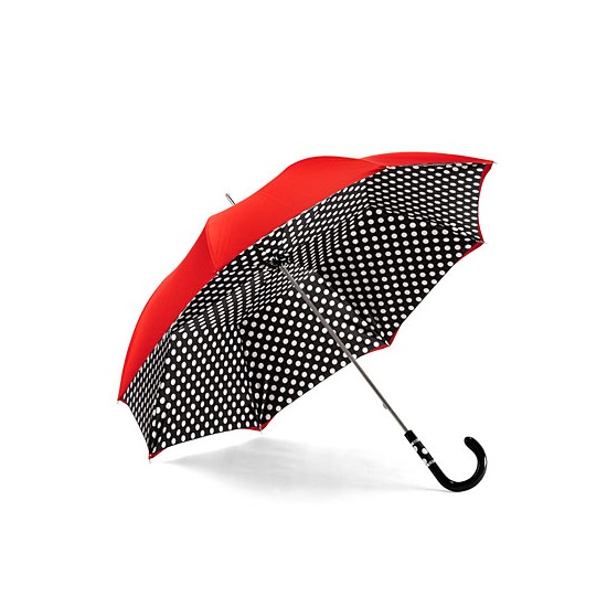Ladies Polka Dot Umbrella in Red & Black with White Polka Dots from Aspinal of London
