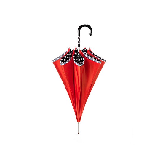 Ladies Polka Dot Umbrella in Red & Black with White Polka Dots from Aspinal of London