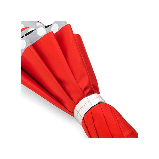 Ladies Polka Dot Umbrella in Red & Black with White Polka Dots from Aspinal of London